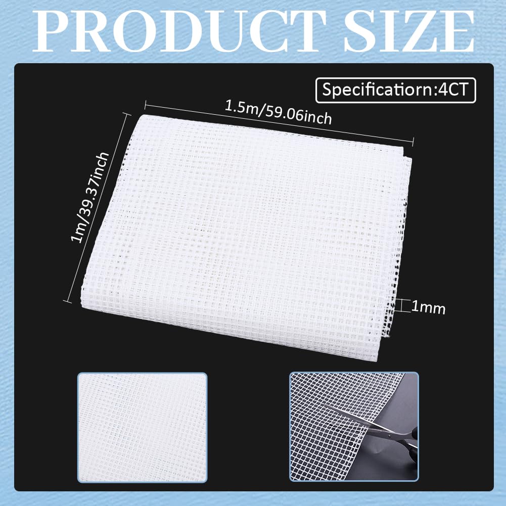 PH PandaHall 4CT Blank Rug Hooking Mesh 59x39 Inch Wide White Latch Hook Canvas Carpet Knitting Mesh Cloth Crocheting Tools for DIY Rug Tapestry Canvas Embroidery Woven Craft Projects Making