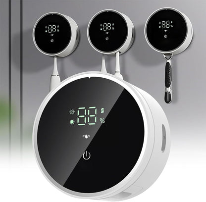 Toothbrush Holders Cleaner & Dryer for Bathroom - Mirror Wall Mounted [Rechargeable, Auto Sensor Open/Close Lid, LED