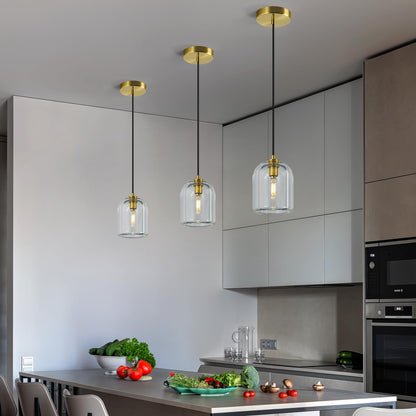 LBSQJ Modern Gold Pendant Lights Kitchen Island Ceiling Chandelier Indoor Crystal Hanging Light Fixtures for Dining Room Kitchen Living Room Bedroom（2Pack）