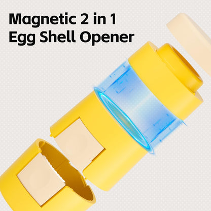Upgraded 2 in 1 Egg Shell Opener, Hard Boiled Egg Peeler with Piercer, Cute Egg Cracker for Raw Eggs, Egg Separator for Home Kitchen Gadgets Tool (Beige+Yellow)