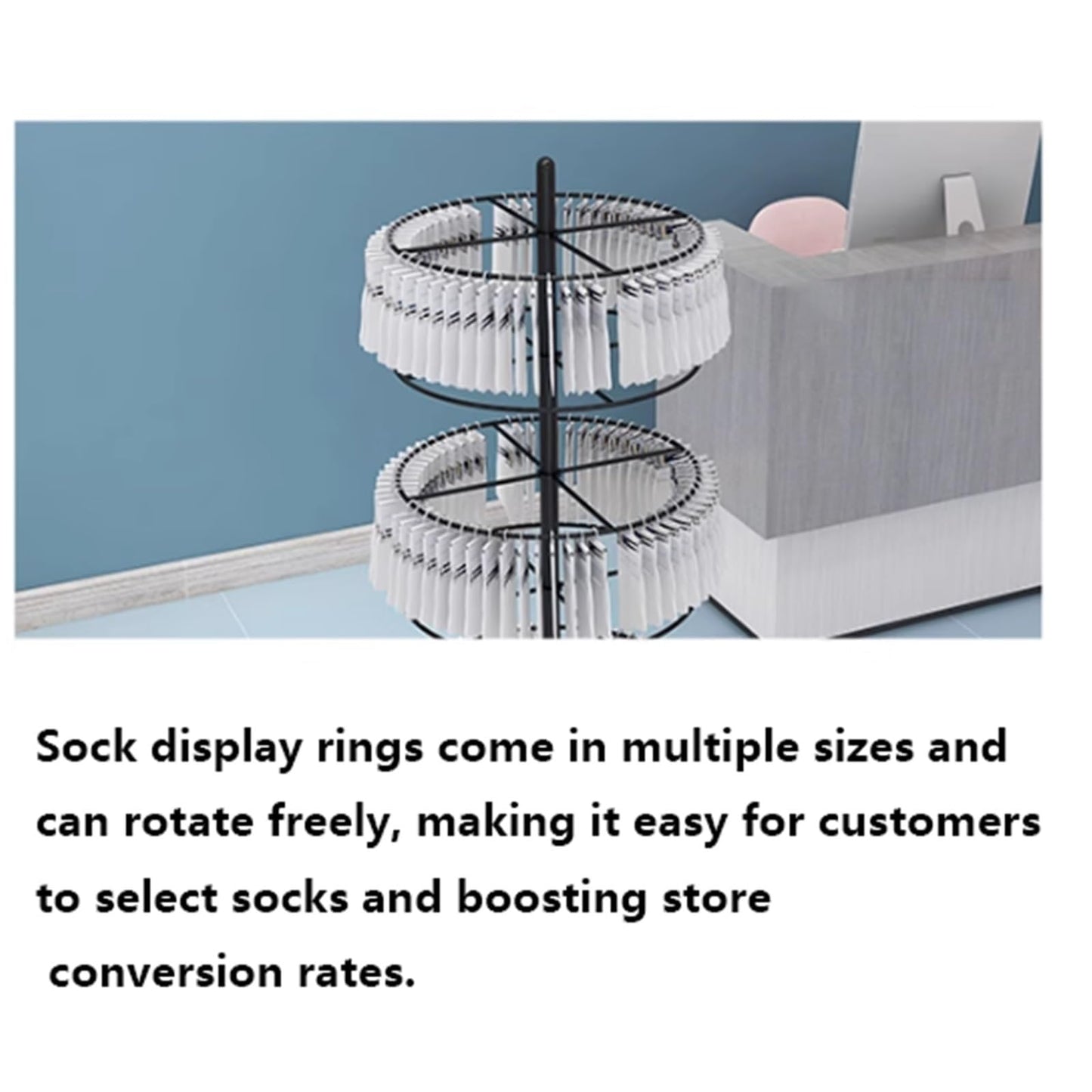Retail Organizer Stand, Metal, Round Rotating Sock Display Rack, Commercial Clothing Store Shelf, for Handbags, Wreaths, Hats, Scarves, Jewelry & Crafts, 3/4/5/6/7 Layers(Gold,6th Floor)