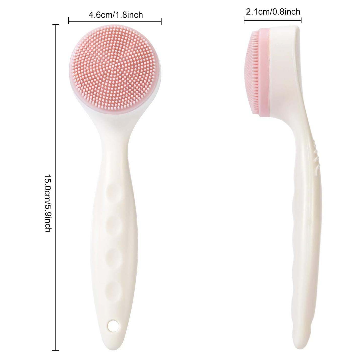 2 Pack Silicone Face Scrubber Exfoliating Brush, Manual Handheld Facial Cleansing Brush Blackhead Scrubber, Soft Bristles Waterproof for Face Skincare (Round-Pink)