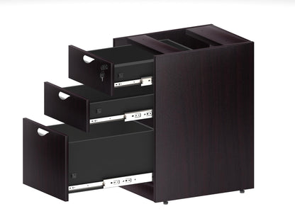 Boss Office Products Holland 71" Executive L-Shape Corner Desk with File Storage Pedestal, Mocha