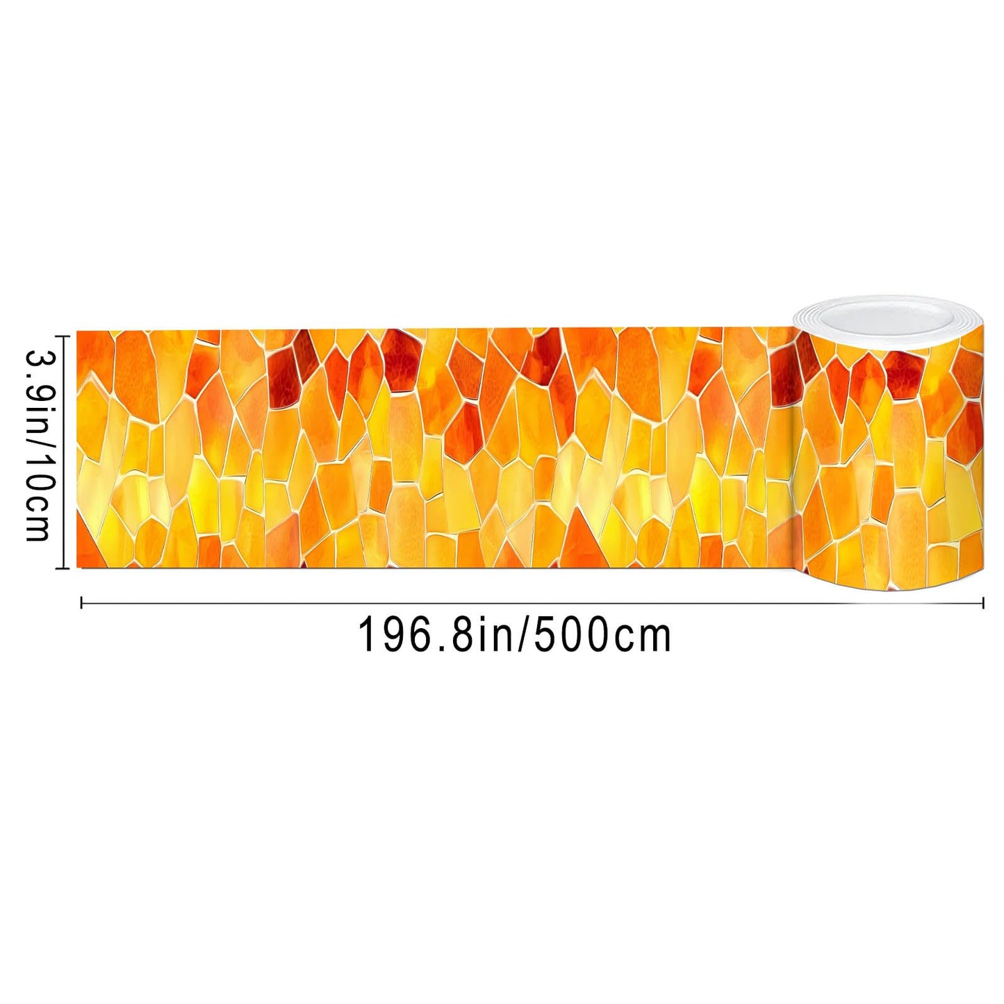 IVN Wallpaper Border Peel and Stick Wall Yellow Mosaic Decorative Wall Trim Self Adhesive Border for Walls Mirror Frame Accent Strip for Bedroom Kitchen LivingRoom 4x196 Inch