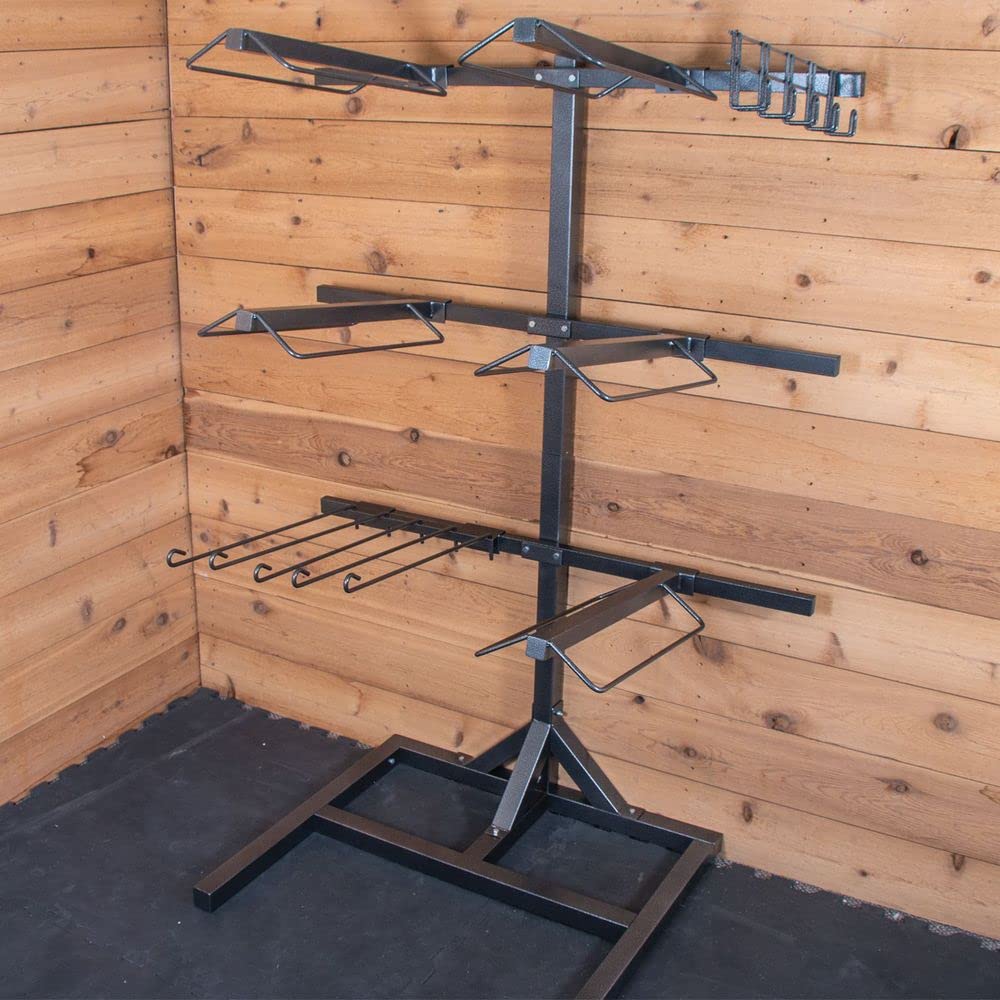 EASY-UP Pro Interchangeable Saddle & Tack Stand | Customizable Storage System | Heavy Duty Free Standing Rack | Can Hold Multiple Saddle & Pad Racks | Gray Armor Rust Resistant Finish