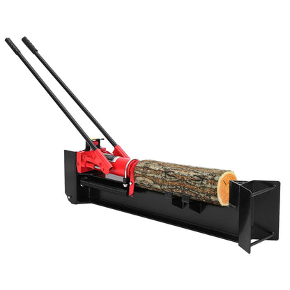 FinerFurnis 12 Ton Manual Hydraulic Log Splitter - Heavy Duty Steel Firewood Cutter - Horizontal Full Steel Beam, Spring-Loaded Return, Built-in Wheels, Portable Wood Splitter for Firewood - Firewood