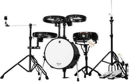 Beatello Jungle Pad Compact Portable Adult 5pc Drum Set, 1.5 inches ultra-thin steel drum Cavity,14 Inches Complete Full Size Kit with Bass Drum, Designed for the mobile musician