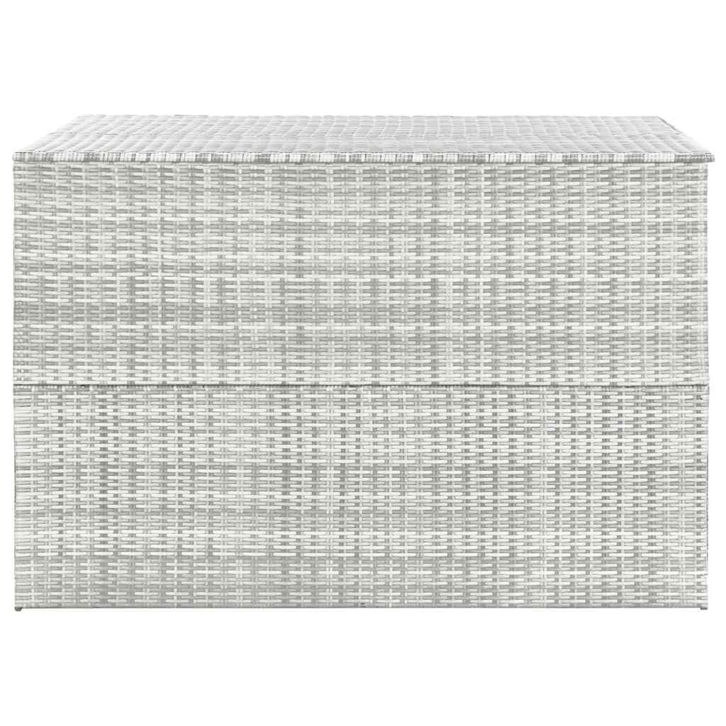 RCODSSK Poly Rattan Patio Storage Box Light Gray 59.1x39.4x39.4 Inches with Zipped Closure PE Liner, Outdoor Storage Chest for Cushions Pillows Blankets Towels, Powder-Coated Steel Frame