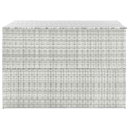 RCODSSK Poly Rattan Patio Storage Box Light Gray 59.1x39.4x39.4 Inches with Zipped Closure PE Liner, Outdoor Storage Chest for Cushions Pillows Blankets Towels, Powder-Coated Steel Frame