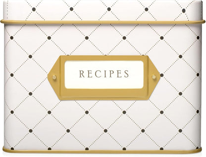 Jot & Mark Decorative Recipe Tin Box for 4” x 6” Cards, Greeting Card Holder