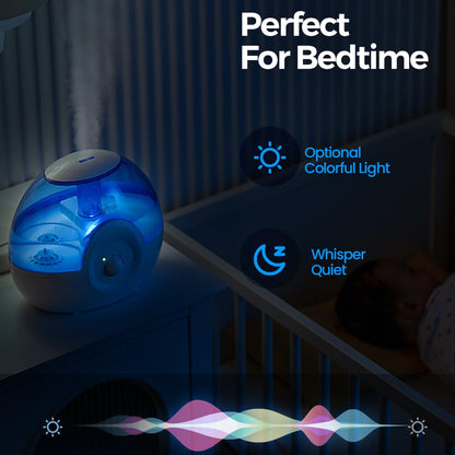 raydrop Cool Mist 2.2L Humidifier for Bedroom, Whisper-Quiet Ultrasonic, Auto Shut-Off, Night Light