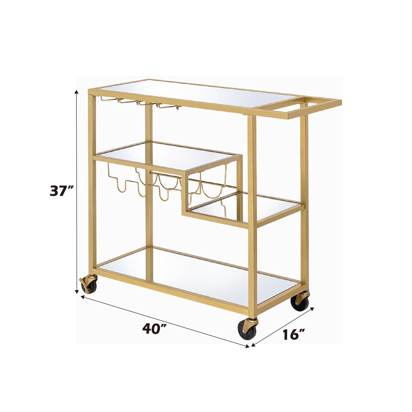 GOWE Adamsen Mirrored & Champagne Finish Serving Cart