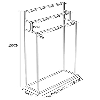 Mobile Rolling Clothes Rack with Wheels - Adjustable Commercial Hanger for Retail Boutique & Home Storage - Black 150x40x150cm - Portable Clothing Display Stand