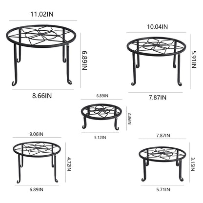 Autopromake 5 Pack Metal Plant Stands,Heavy Duty Potted Holder for Flower Pot,Indoor Outdoor Metal Rustproof Iron Garden Container Round Supports Rack for Planter