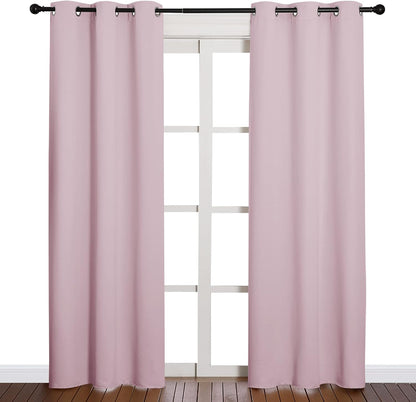 NICETOWN Blackout Curtains - Thermal Insulated Grommet Drapes for Nursery | Baby Pink, 42 x 84 Inches