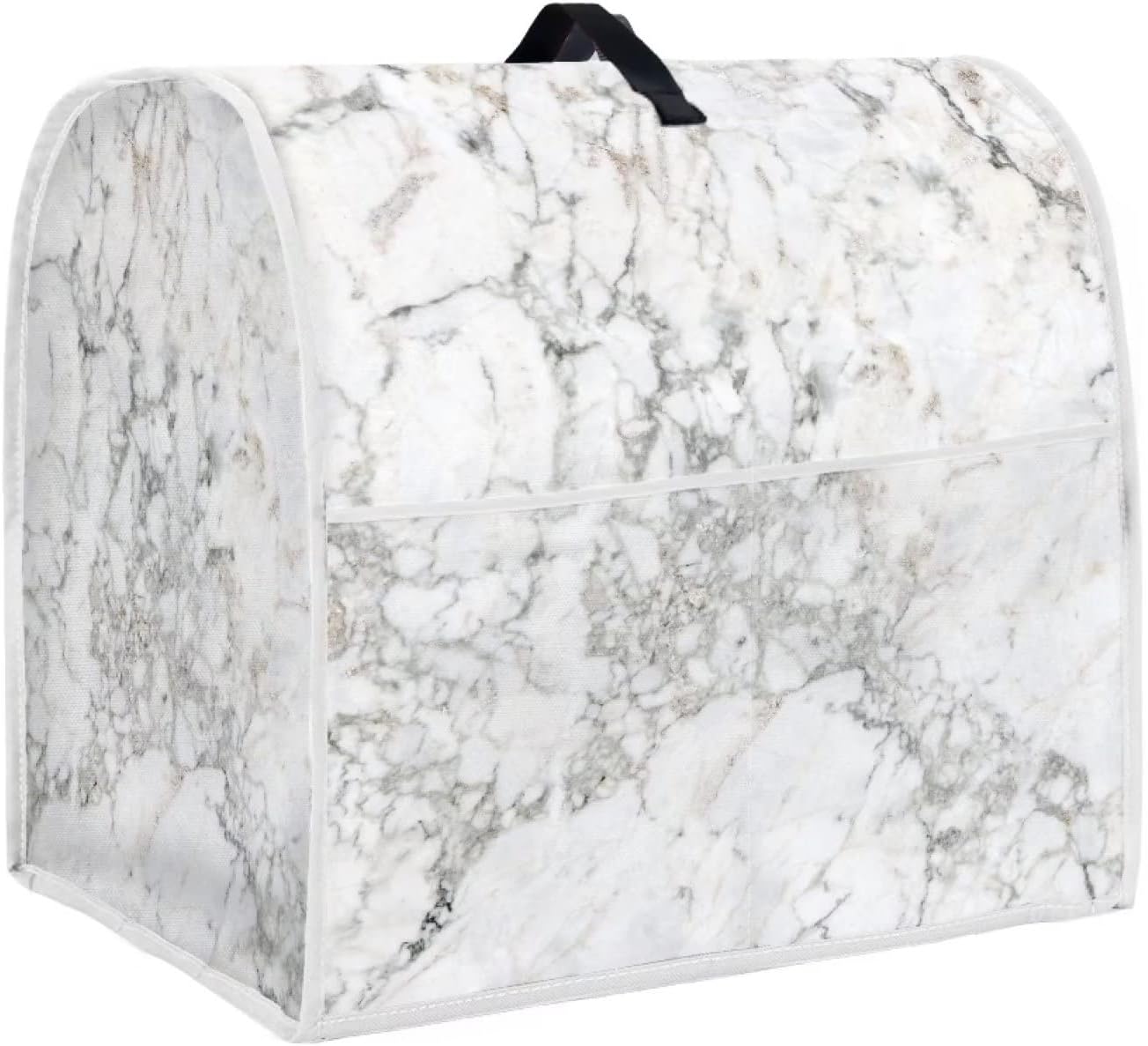 Stand Mixer Cover Compatible with Kitchen Aid Mixer, White Marble Print Dustproof Cover with Pockets for Tilt Head