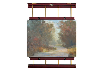 Rue Wall Easel Large - Mahogany Finish & Brass Hardware - 48" Wide Hanging Wall Mountable Display for Art, Adjustable Angle, Holds Canvas Up to 60", Decorative Holder, Easel Lamp Compatible, 38lbs
