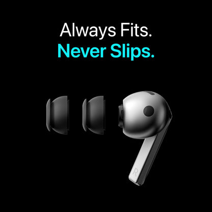Premium Multi-Flange Eartips for Galaxy Buds3 Pro/Galaxy Buds4 Pro (Black, X-Small) – Always Fits, Never Slips