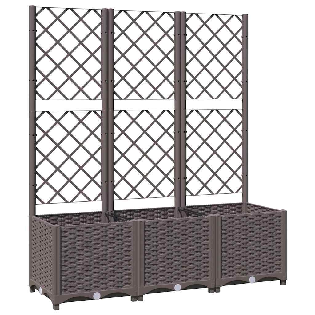 Foknhdi Large Outdoor Planter Box with Trellis 47.2 x 15.7 x 53.5 in Brown UV-Resistant Polypropylene Raised Garden Bed for Patio Balcony Gardening