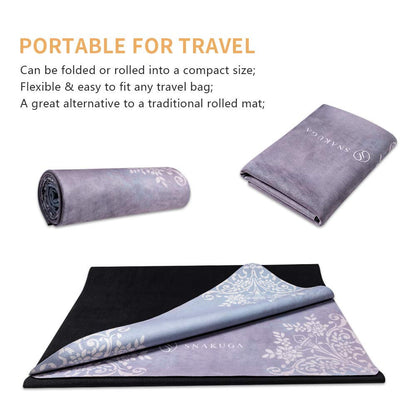 Travel Yoga Mat, Non Slip Exercise Suede Mat with Carry Bag, All-Purpose Fitness Mat with High Density Anti-Tear Surface for Women, Ideal for Pilates Workout (72'' x 24'' x 1.5mm Thick)