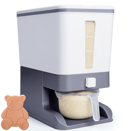 Mity rain Rice Dispenser 20 Lbs with Moisture Absorbing Clay, Rice Storage Container with Measuring Cup, 12 L Cereal Containers Storage Airtight for Kitchen Pantry Organization