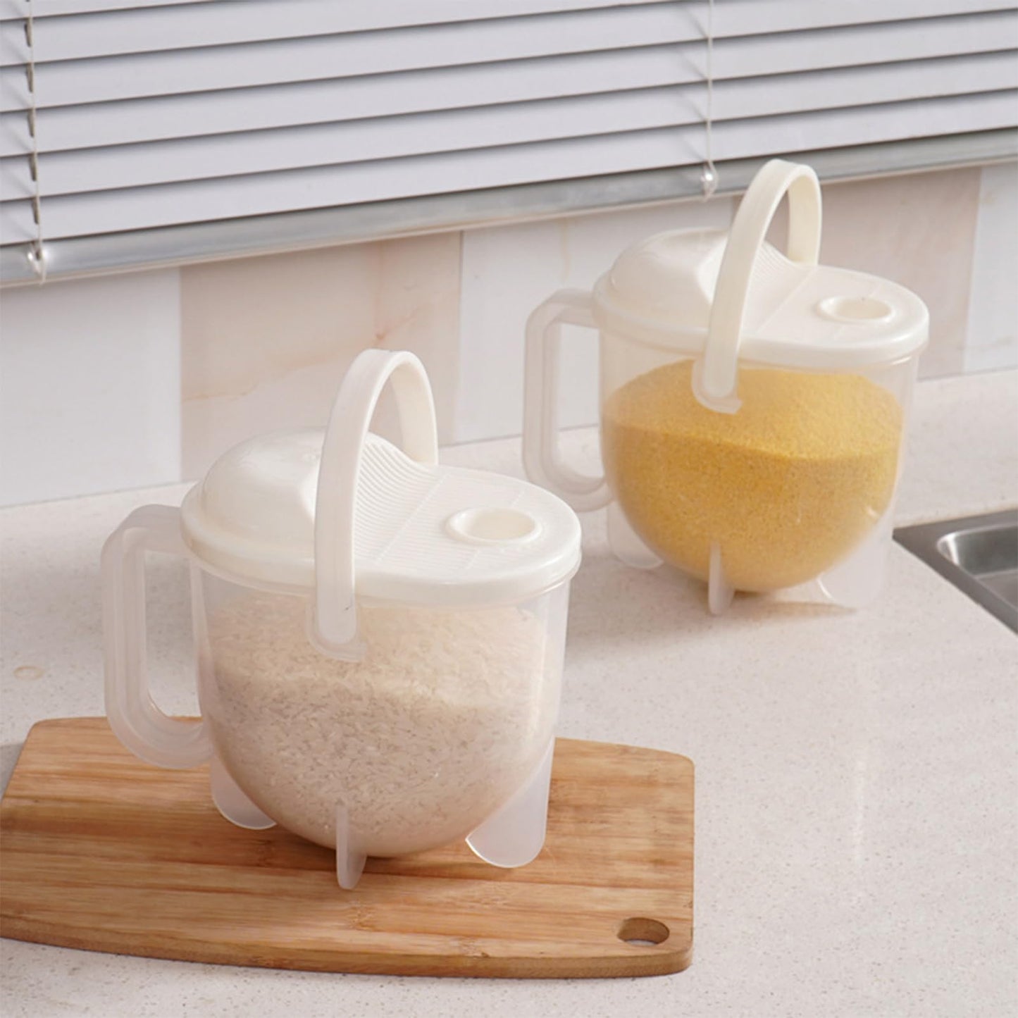 Rice Washer Strainer Bowl with Top Drainer, Microporous Small Colander Washing Bowl Rice Cleaner Strainer Colander for Washing Rice, Multigrain, Beans & Small Grain Food