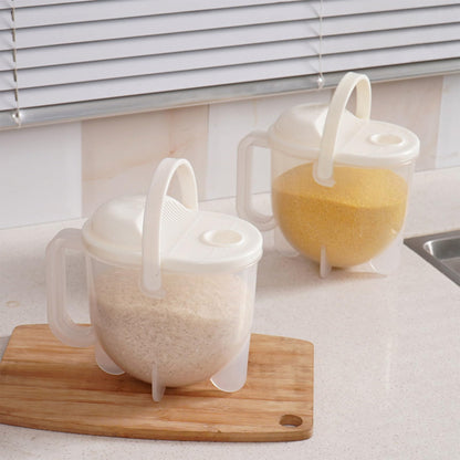 Rice Washer Strainer Bowl with Top Drainer, Microporous Small Colander Washing Bowl Rice Cleaner Strainer Colander for Washing Rice, Multigrain, Beans & Small Grain Food