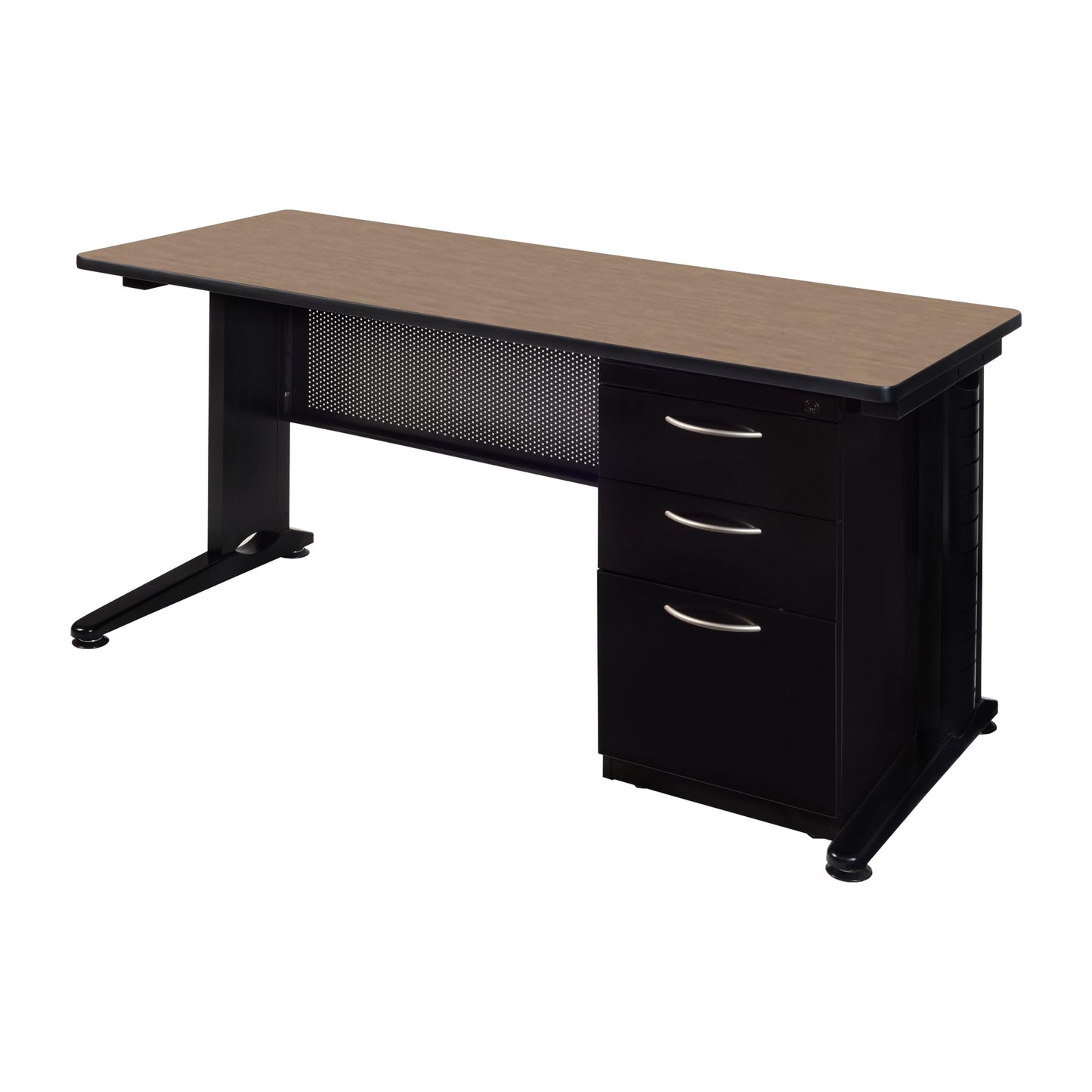 Regency Fusion 72 x 30 Teachers Desk with Single Pedestal Drawer Unit- Noble Oak