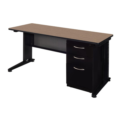 Regency Fusion 72 x 30 Teachers Desk with Single Pedestal Drawer Unit- Noble Oak