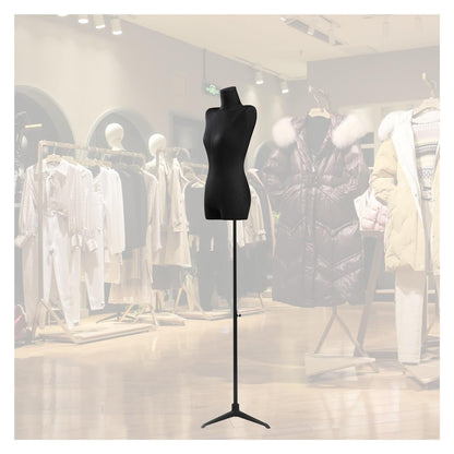 Adjustable Black Dress Form Mannequin with Metal Stand - Tailor's Dummy for Clothing & Jewelry Display, 3 Styles (C & Flax) - Ideal for Fashion Design, Retail & Sewing Projects