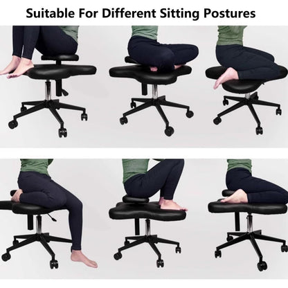 GenSDH Kneeling Office Chair, Ergonomic Posture Chair, Home Office Desk Chair with Brake Casters, Height Adjustable Cross Legged Chair, Meditation Chair, for,Grey-One Size