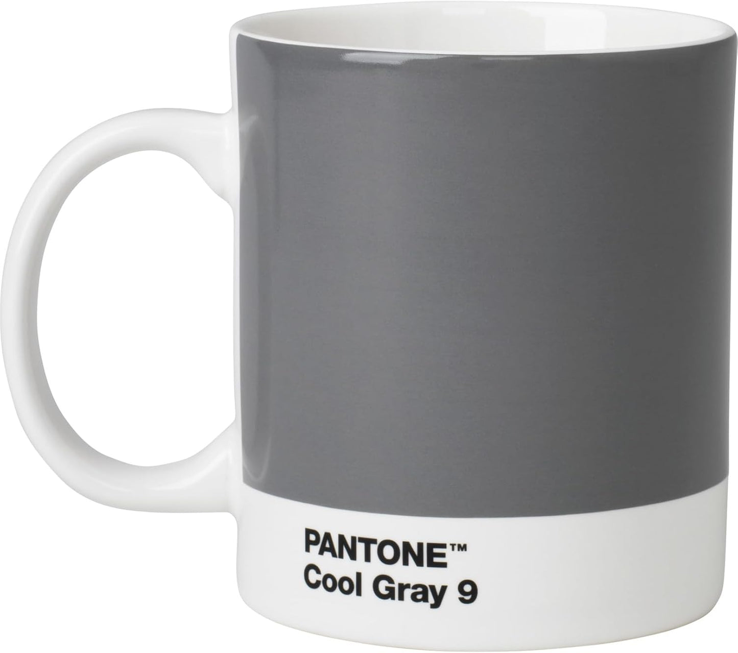 Pantone by Copenhagen Design Large Ceramic Coffee Mug with Handle, Colorful Porcelain, 12 oz Cool Gray
