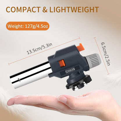 Butane Torch JDHON Compact Kitchen Torch with Adjustable Flame for Cooking, Baking, Soldering, BBQ, Creme Brulee