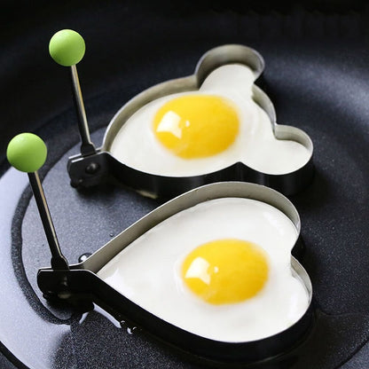 Egg Molds Egg Shaper Egg Ring Pancake Maker with Handle-6PCS