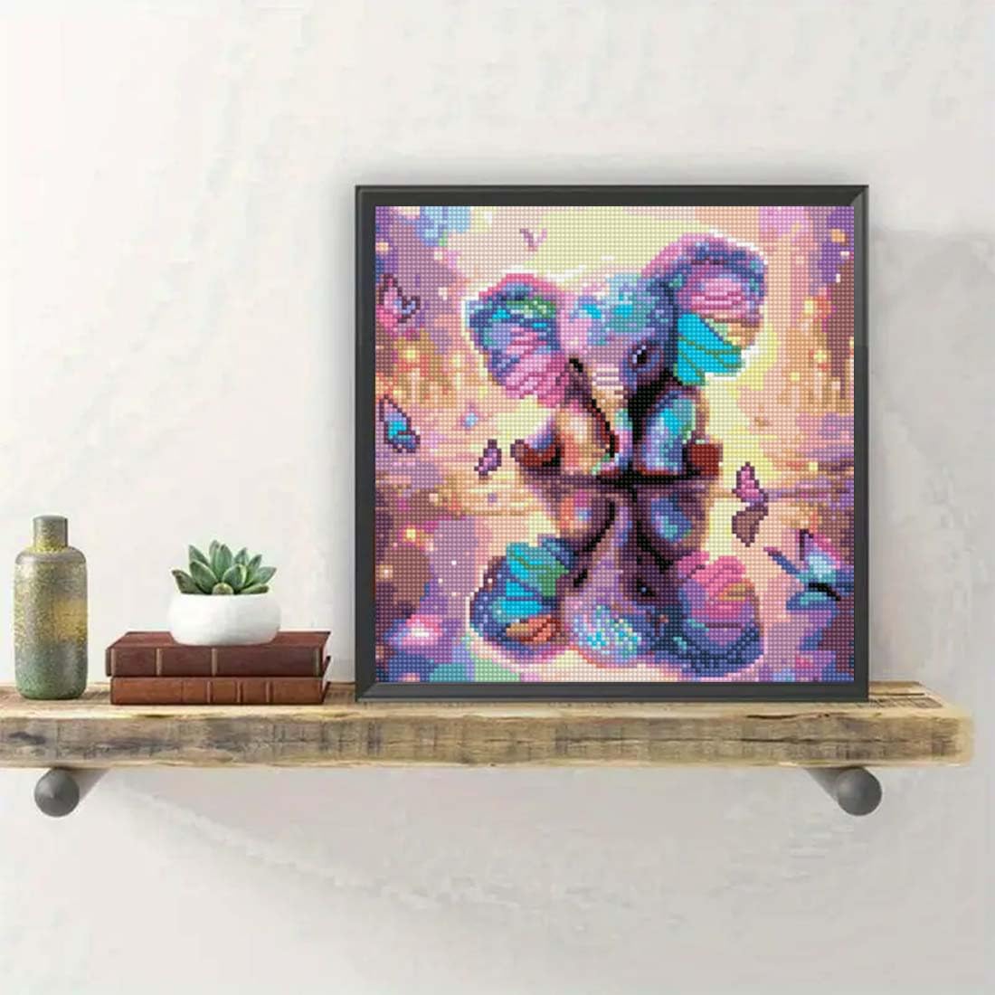 SHICERNHJ 5D Diamond Painting Kits for Adults, Animal Elephant Full Drill Diamond Painting Kits for Beginner,DIY Butterfly Round Diamond Dots for Adults Gem Art Home Wall Decor 14 X 14Inch