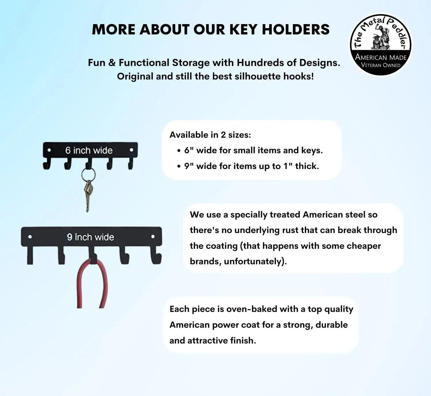 Basset Hound Key Holder & Leash Hanger, Large 9 inch Wide with 5 Hooks, Made in USA