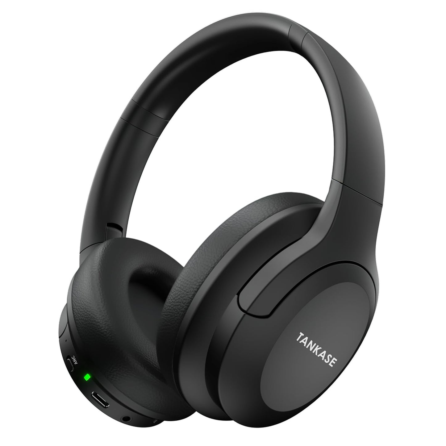 TANKASE Active Noise Cancelling Headphones, Wireless Over Ear Bluetooth Headphones,100H Play Time Bluetooth Headphone with Microphone,Lightweight and Foldable Comfortable Deep Bass for Work/Gym Black