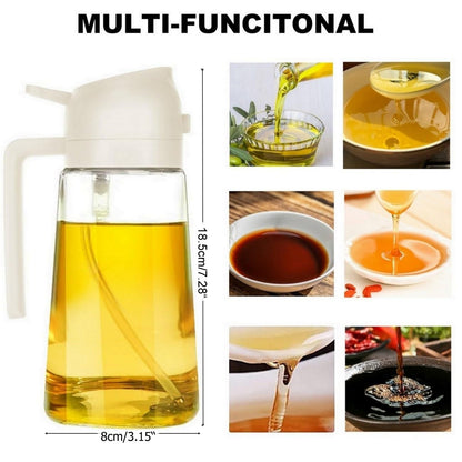 Oil Dispenser Bottle Glass Olive Oil Sprayer 2 Pcs: 2 in 1 Olive Oil Dispenser Bottle, Premium Oil Sprayer for Cooking, Glass Oil Spray Bottle for Air Fryer Salad BBQ Baking-470ml