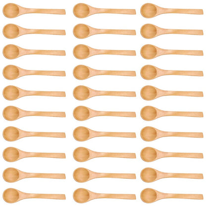 30Pcs Wooden Spoons for Cooking Dishwasher healthy Mini Spoon Eating Kitchen Condiment Tools Ice cream Sugar Honey Coffee Teaspoon(4.9inch)