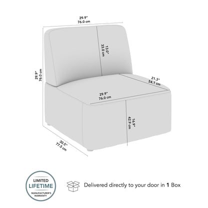 Bush Business Furniture Modular Armless Lounge Chair, Guest Seating for Lobby or Reception Area, Assemble Collection, Fog Fabric