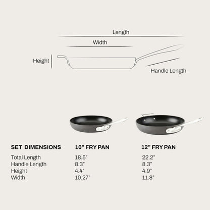 All-Clad E7859064 HA1 Hard Anodized Nonstick Fry Pan Cookware Set, 10 Inch and 12 Inch Fry Pan, 2 Piece, Black