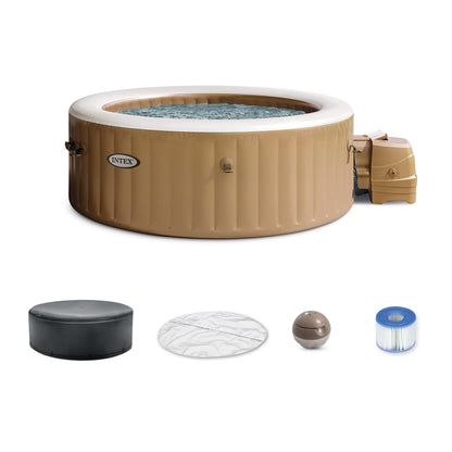 INTEX 28425EP PureSpa Bubble Massage Spa Set: Energy Efficient Spa Cover – Push Button Control Panel – 120 Jets – 4 Person Pool Capacity – 77" x 28"