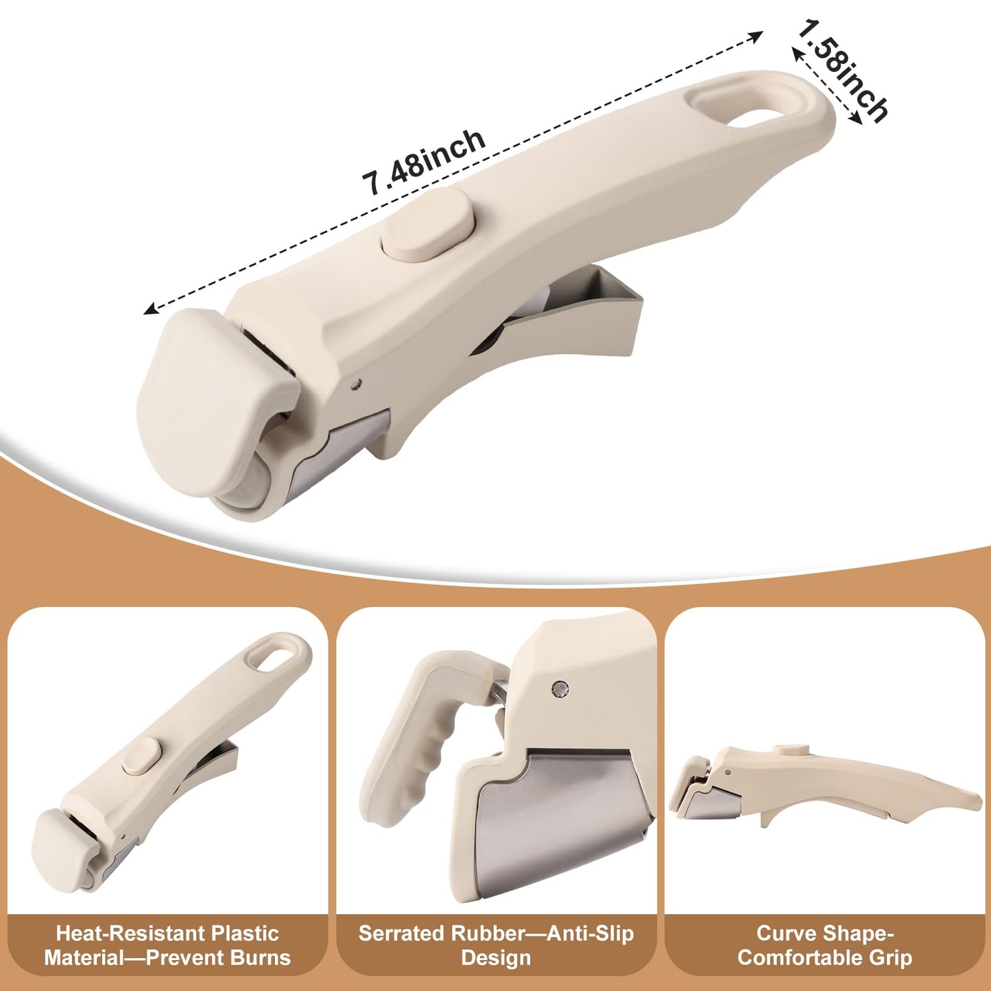 Wayona Removable Handle for Pots and Pans - Universal Detachable Pan Handle Replacement - Heat-Resistant Plastic, Stainless Steel, Silicone - Cream White