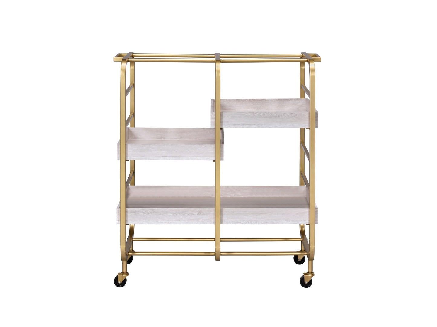 Gold & White Washed Finish Serving Cart