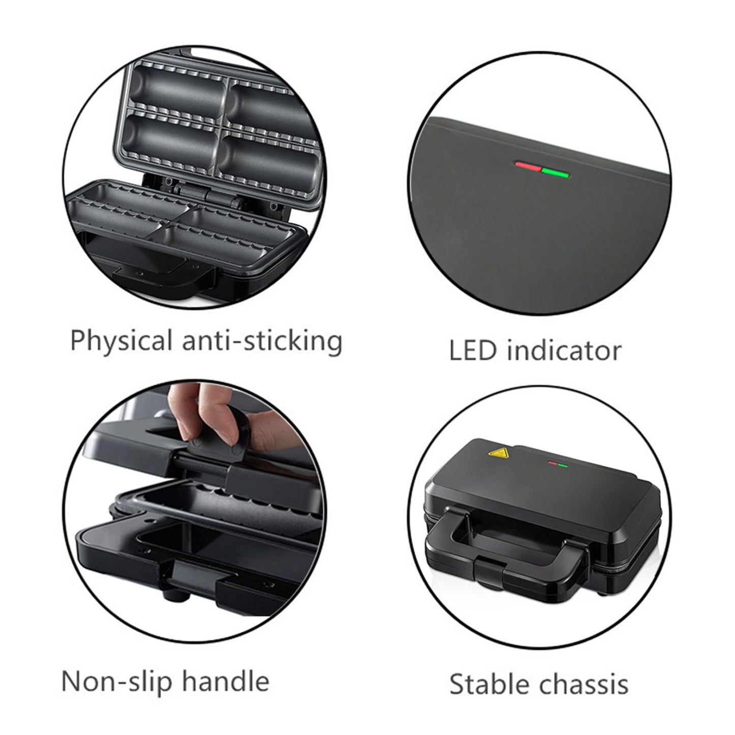 Sausage Roll Maker,800W Double Sided Heating Plates Non Stick Pie Maker Hot Dog Bread Rolls Maker Breakfast Machine for Make 4 Breakfast Sausage Rolls Snacks
