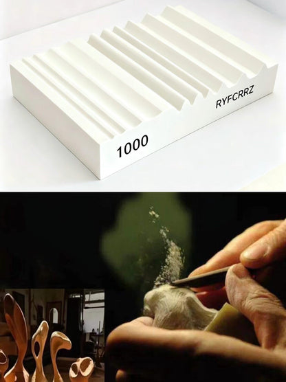 RYFCRRZ Whetstones Wood Carvers Sharpener Wood Carving Chisel Tools Knife Gouge Sharpening Stones System Handy Multifunctional Little Wet Stone Waterstone with Multiple Grooves 1000 Grit