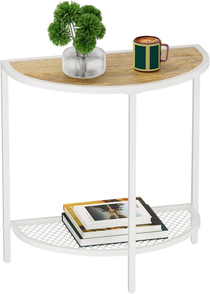 19.7'' 2 18.7"*10.4" SAYGOER Small End Table Half Moon Side Table for Living Bed Room Tier Bed Night Stand Sofa Couch