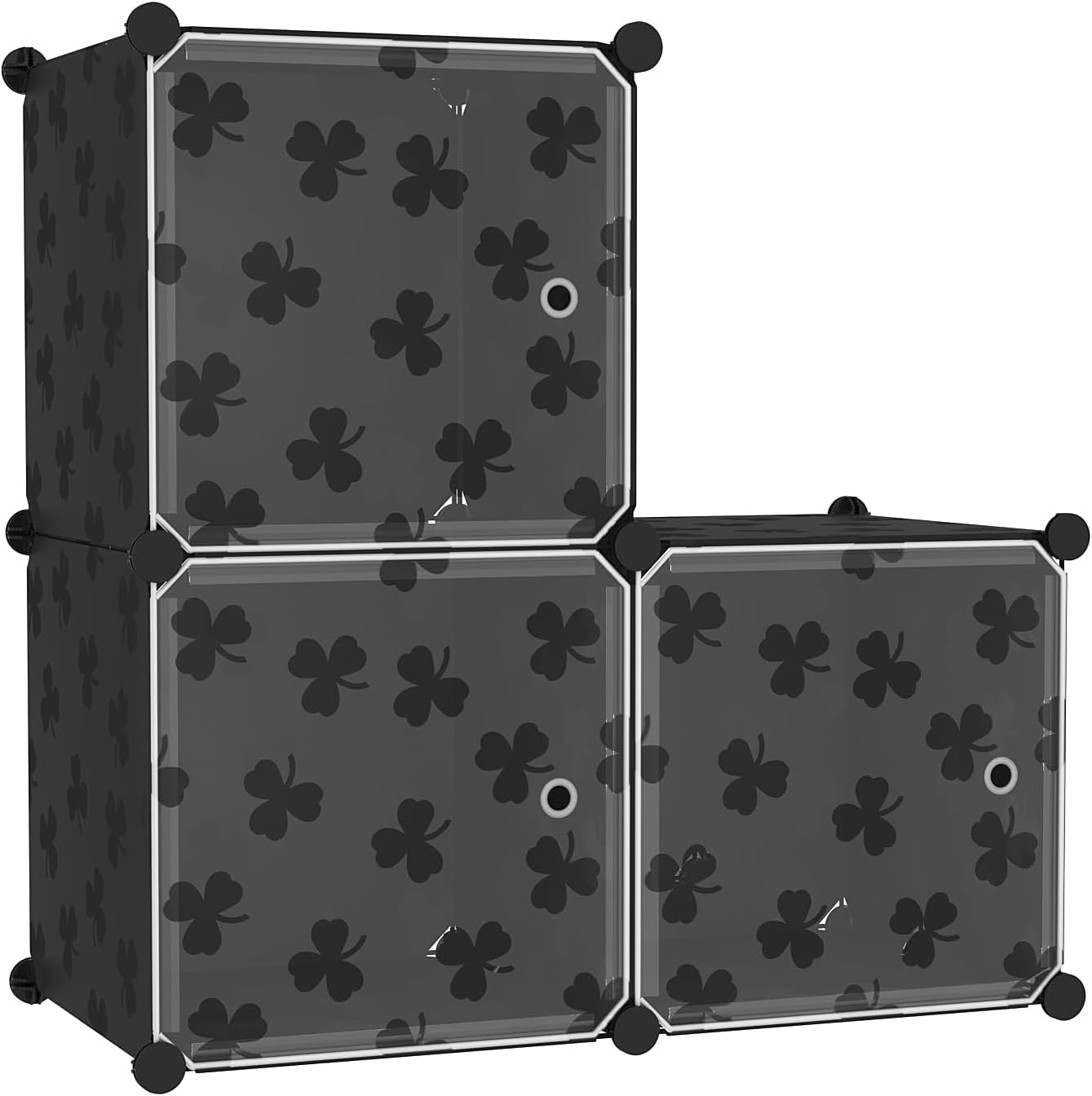 3-Cube Closet C&AHOME Cube Storage Organizer with Doors, Shelves, DIY Plastic Modular Bookshelf, Clothes Storage