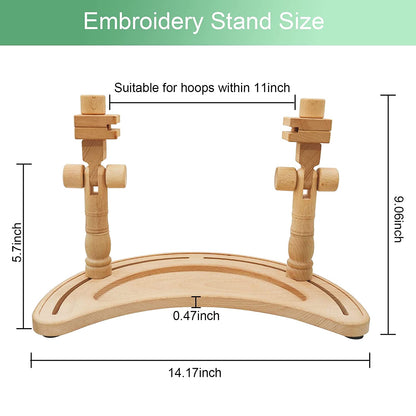 Adjustable Embroidery Stand, Wooden Hoop Stand Holder,Desktop 360° Rotating Embroidery Kit Lap Frame,B