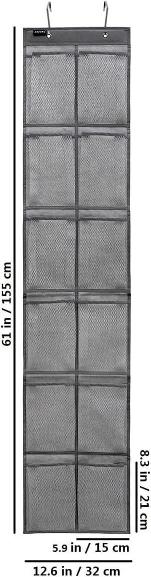 Behind Door Hanging Kids Shoes Organizer, Closet Shoe Rack with 12 Mesh Pockets (12 Pockets)